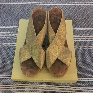 Lucky Brand Miller Cork Wedge Sandals - Gold